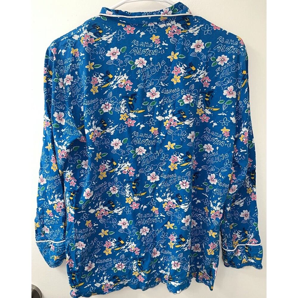 J. Crew‎ Button Down Pajama Shirt Top SIZE XS Aloha Surf Floral Blue Long Sleeve - Picture 5 of 5